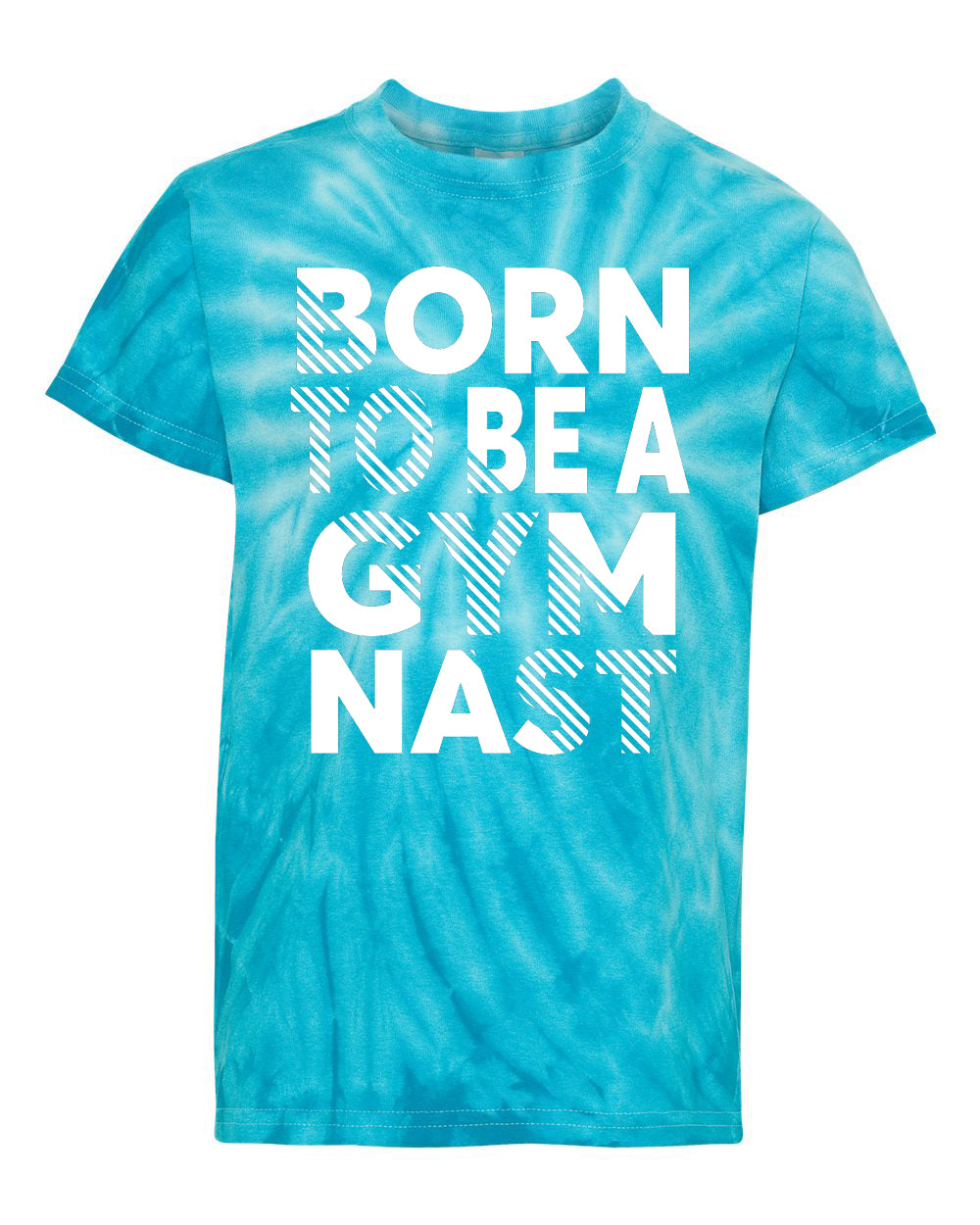 Born To Be A Gymnast Youth Tie Dye T-Shirt Turquoise