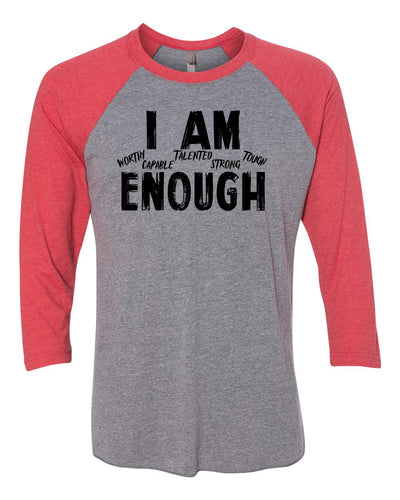 I Am Enough Adult Raglan T-Shirt Red