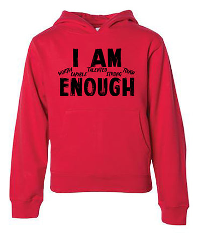 I Am Enough Adult Hoodie Red