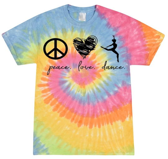 Peace Love Dance Youth Tie Dye T-Shirt