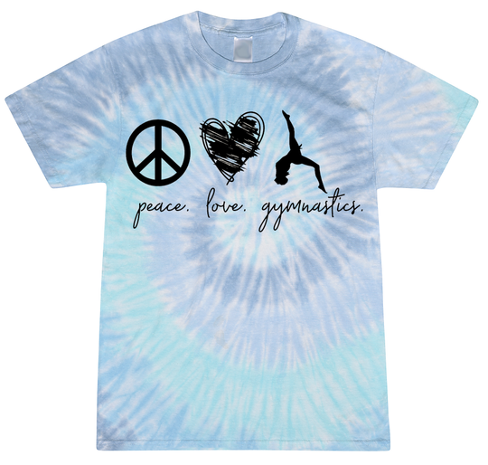 Peace Love Gymnastics Youth Tie Dye T-Shirt