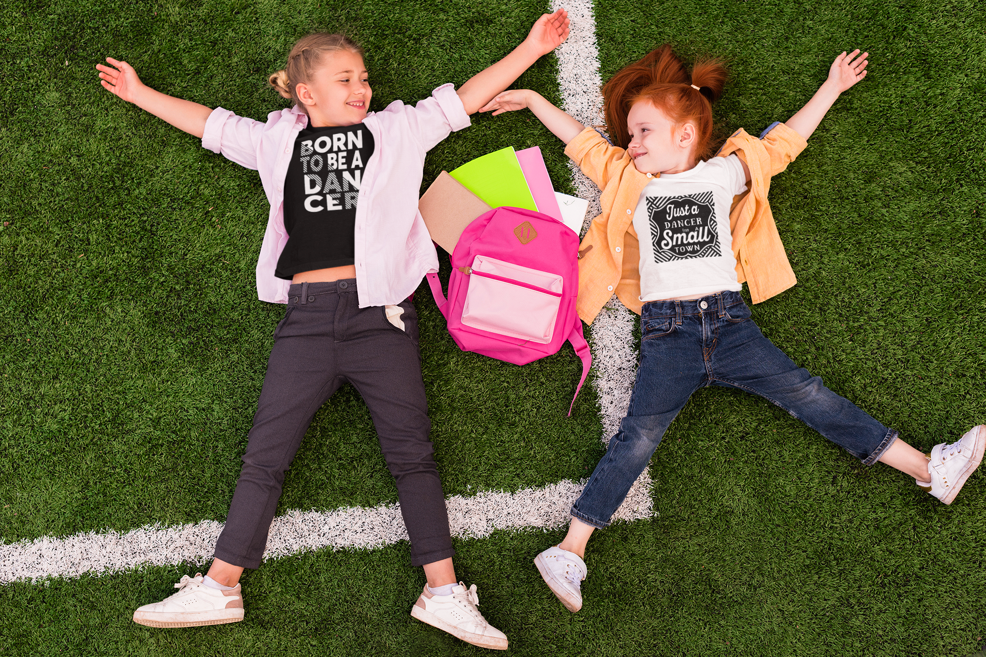 Girls Wearing Born To Be A Dancer & Just A Dancer From A Small Town T-Shirts