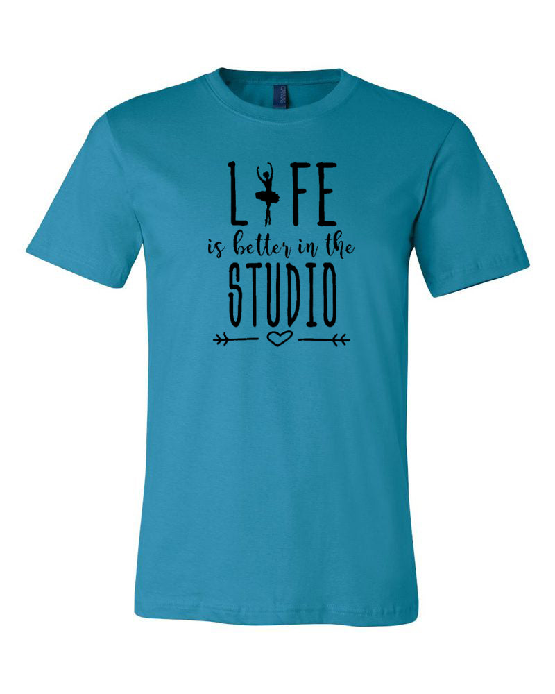 Life Is Better In The Studio Adult T-Shirt Aqua
