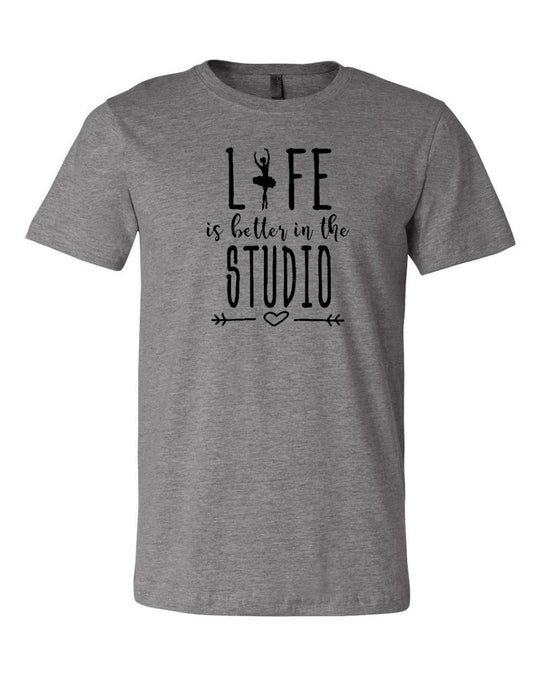 Life Is Better In The Studio Adult T-Shirt Heather Gray