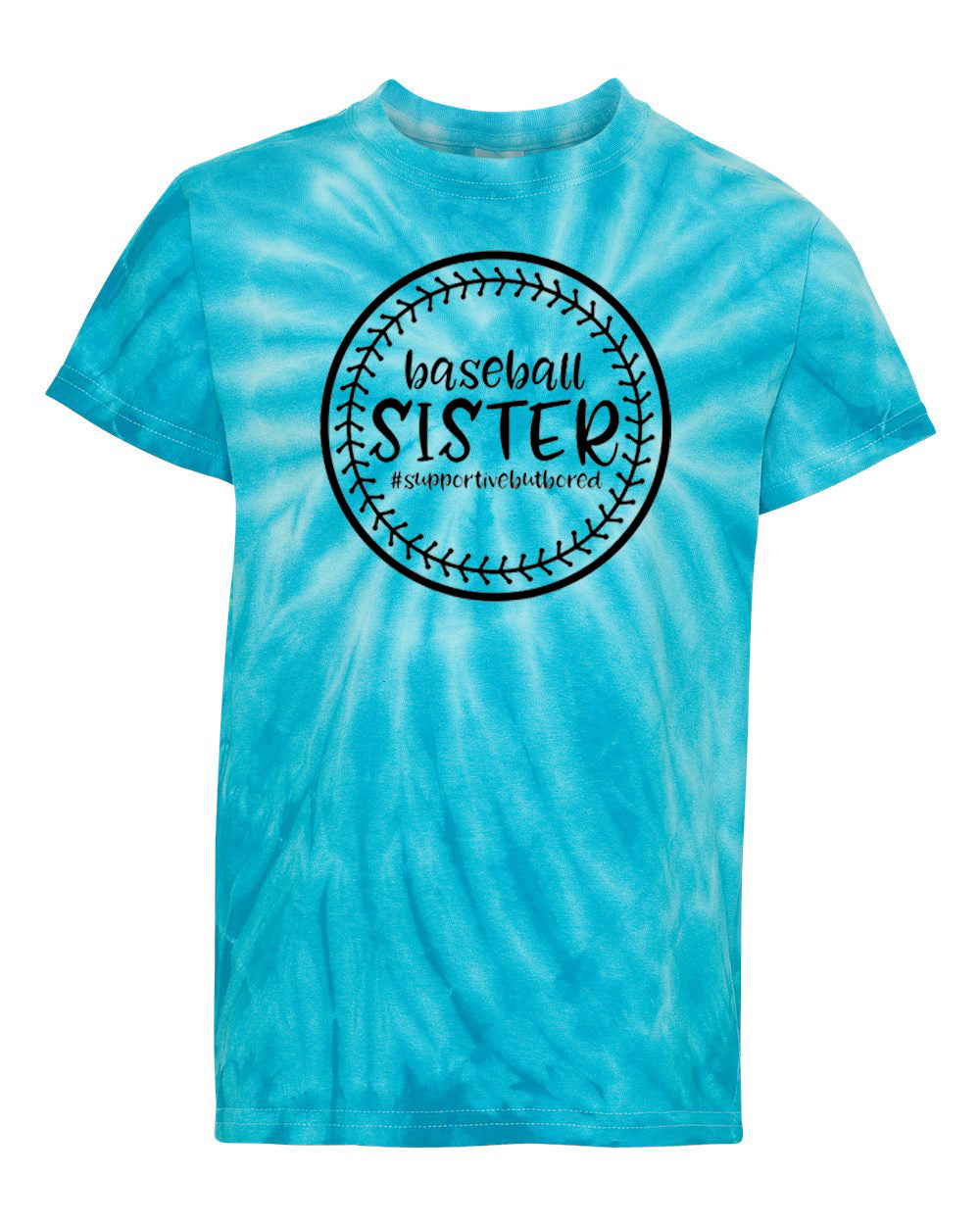 Baseball Sister Youth Tie Dye T-Shirt Turquoise