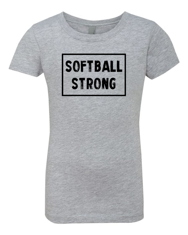 Softball Strong Girls T-Shirt Heather Gray
