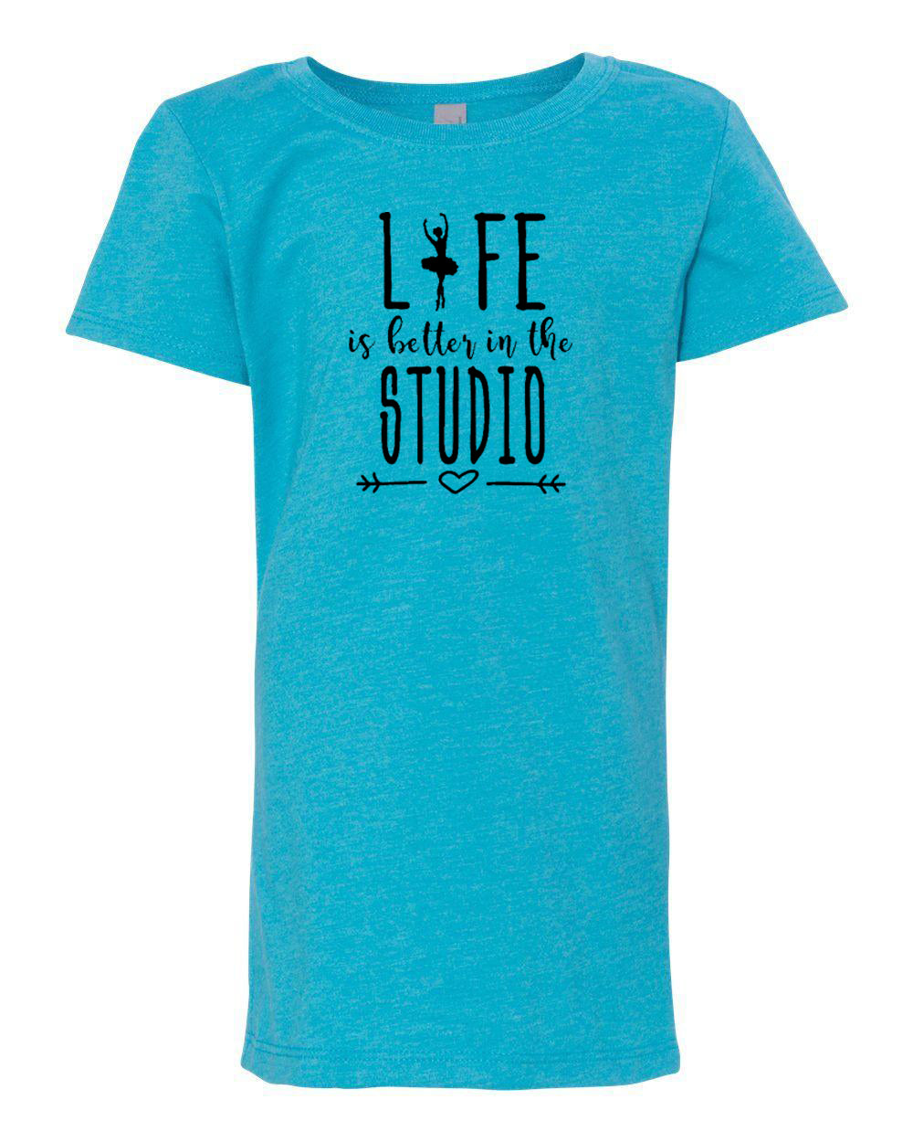Life Is Better In The Studio Girls T-Shirt Ocean Blue