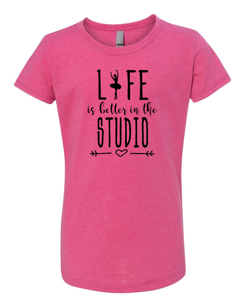 Life Is Better In The Studio Girls T-Shirt Raspberry