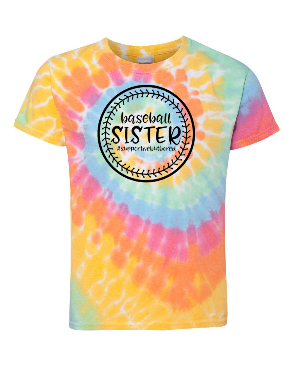 Baseball Sister Youth Tie Dye T-Shirt Aerial