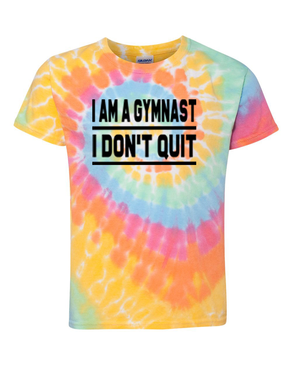 I Am A Gymnast I Don't Quit Youth Tie Dye T-Shirt Aerial