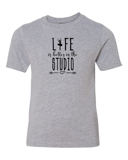Life Is Better In The Studio Youth T-Shirt Heather Gray