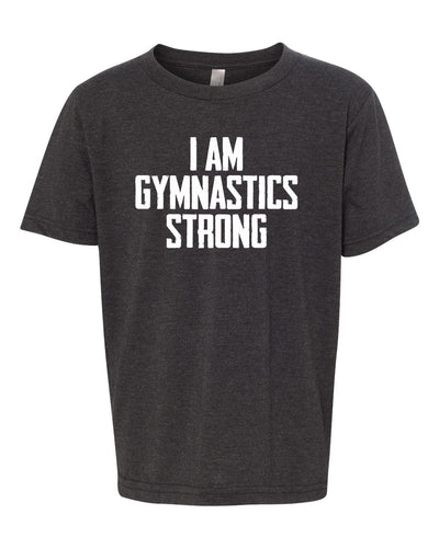 I Am Gymnastics Strong Youth T-Shirt Charcoal