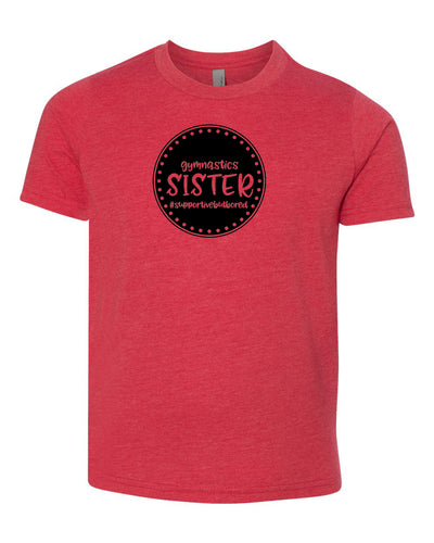 Gymnastics Sister Youth T-Shirt Red