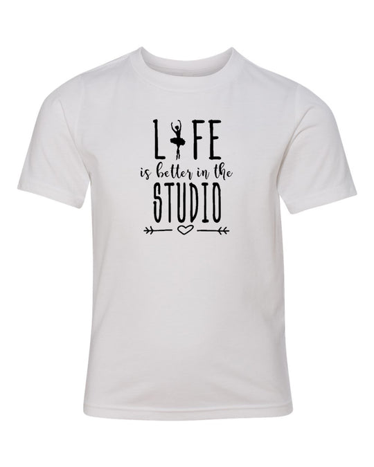 Life Is Better In The Studio Youth T-Shirt White