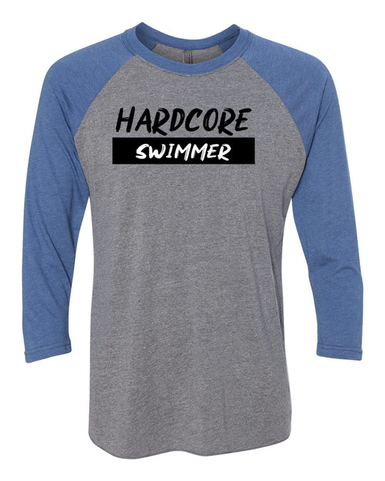 Hardcore Swimmer Adult 3/4 Sleeve Raglan T-Shirt