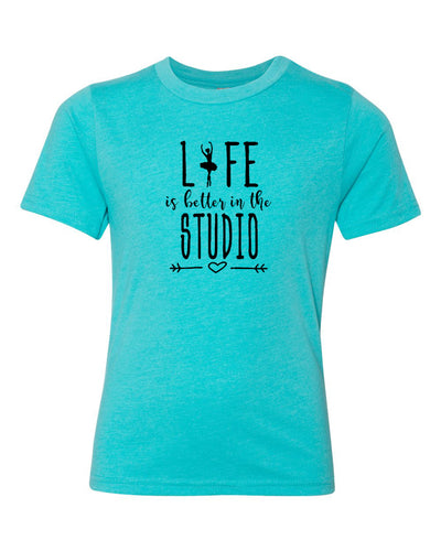 Life Is Better In The Studio Youth T-Shirt Island Blue