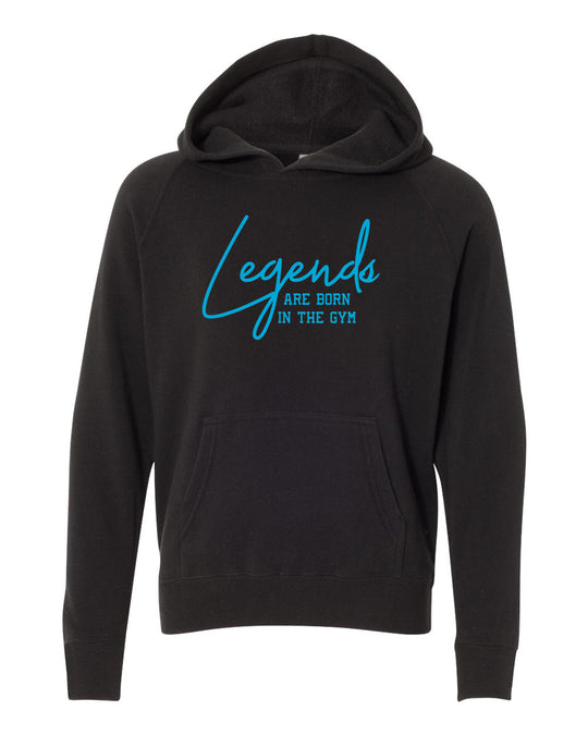 Legends Are Born In The Gym Youth Hoodie Black