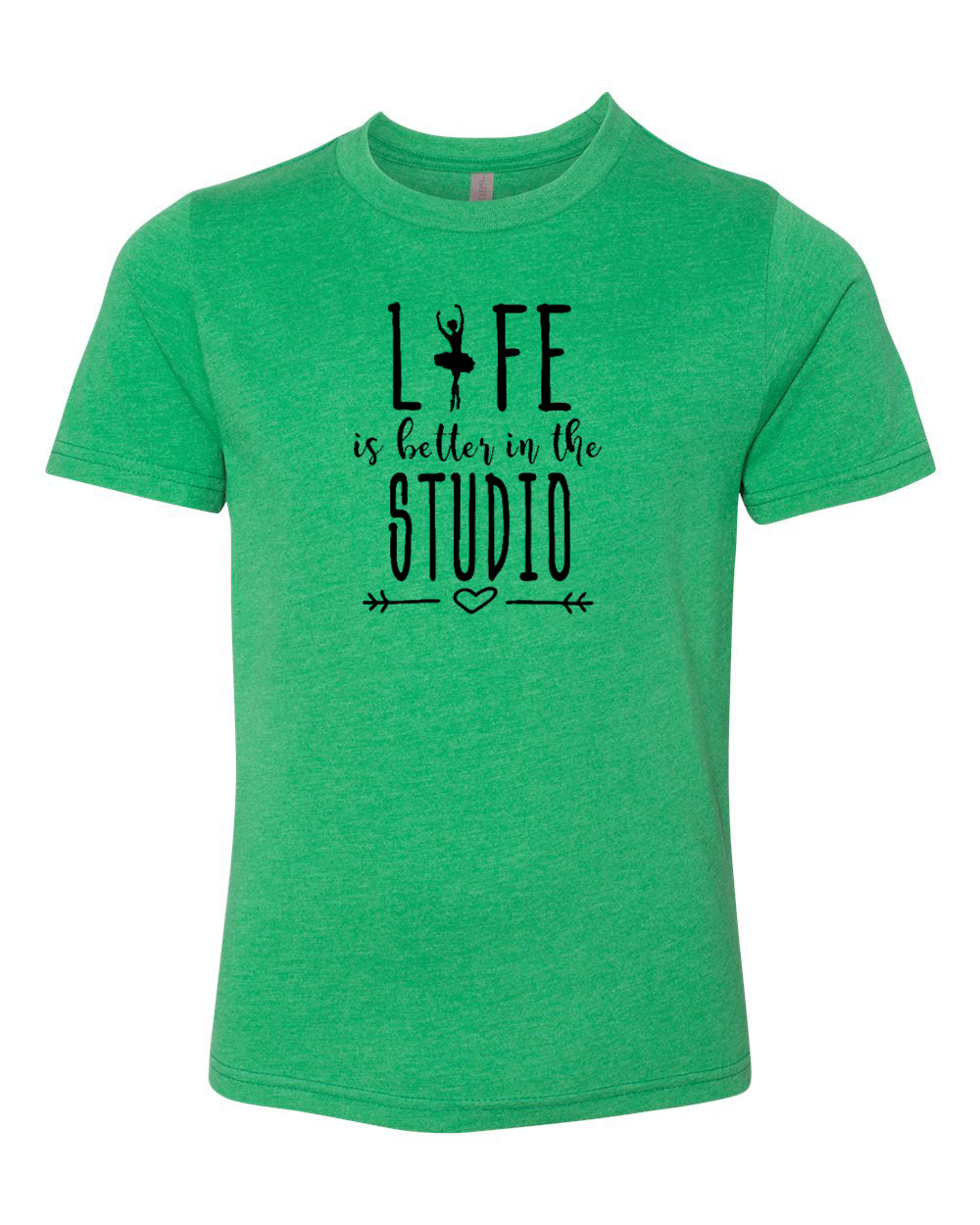 Life Is Better In The Studio Youth T-Shirt Kelly Green