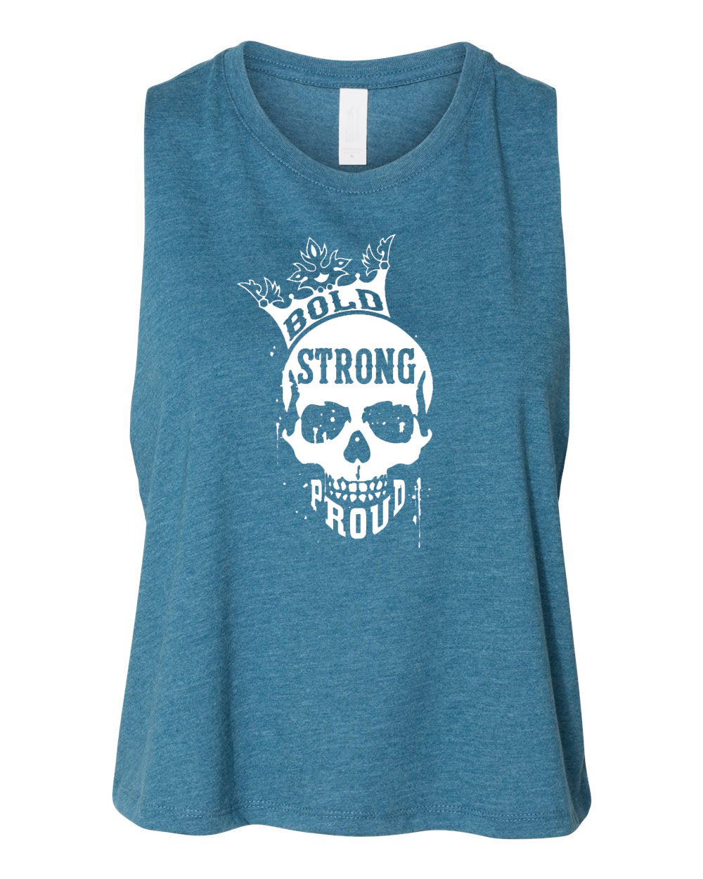 Bold Strong Proud Crop Top Heather Teal