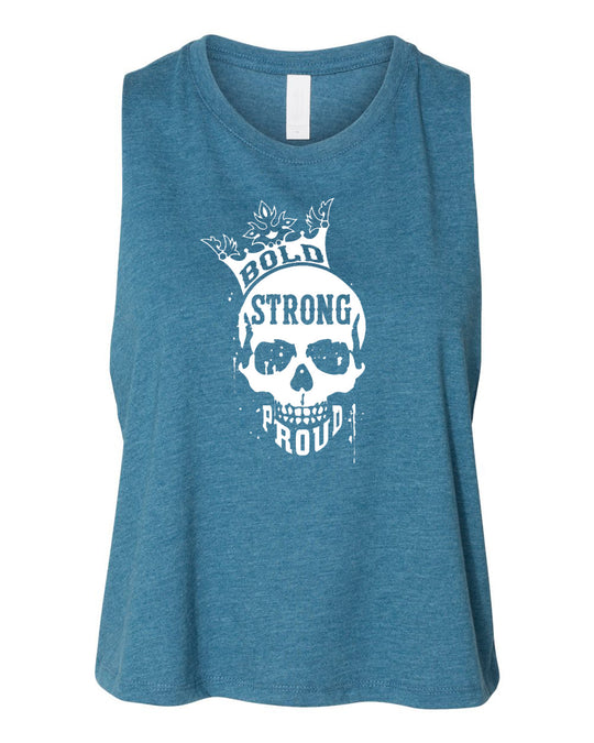 Bold Strong Proud Crop Top Heather Teal