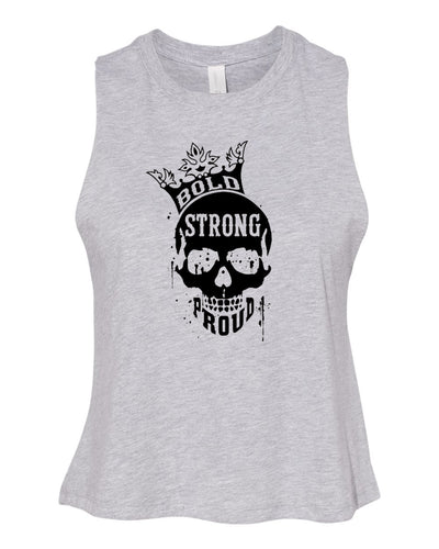 Bold Strong Proud Crop Top Heather Gray