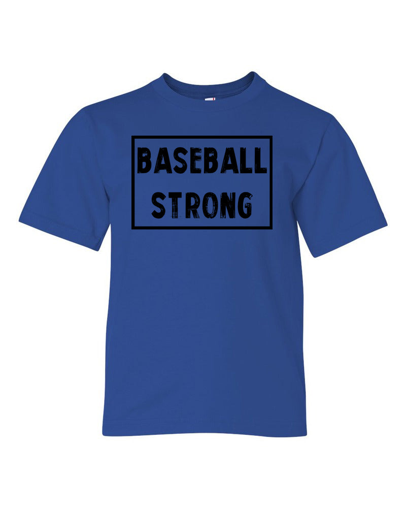 Royal Blue Baseball Strong Boys Baseball T-Shirt With Baseball Strong Design On Front