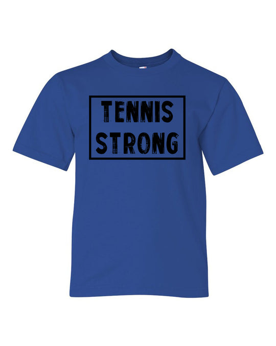 Royal Blue Tennis Strong Boys Tennis T-Shirt With Tennis Strong Design On Front