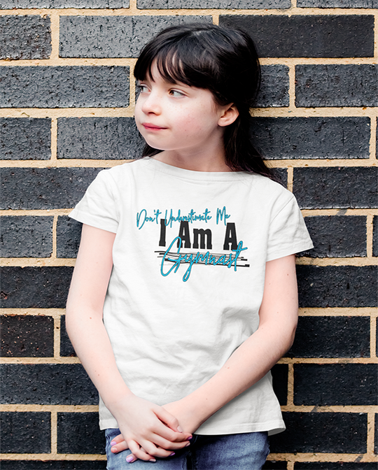 Girl Wearing Don't Underestimate Me I Am A Gymnast Girls T-Shirt White