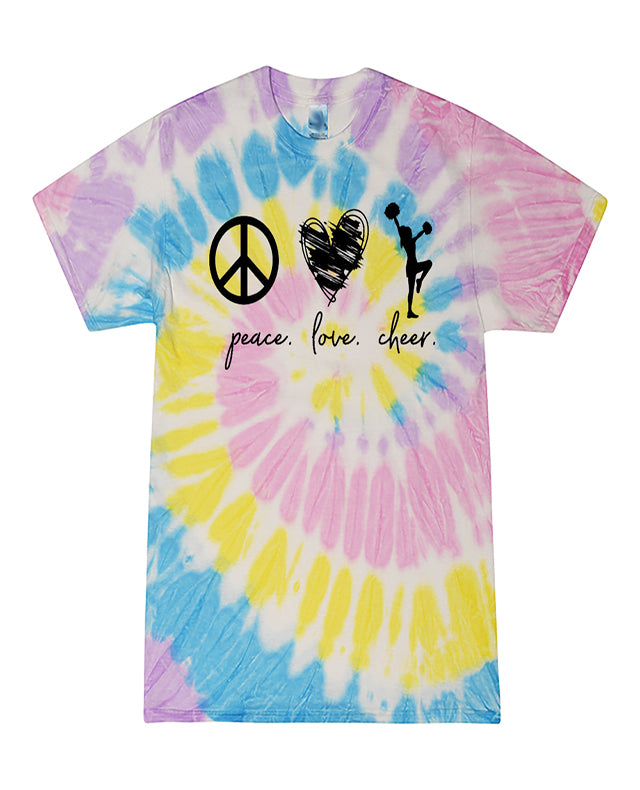 Peace Love Cheer Youth Tie Dye T-Shirt