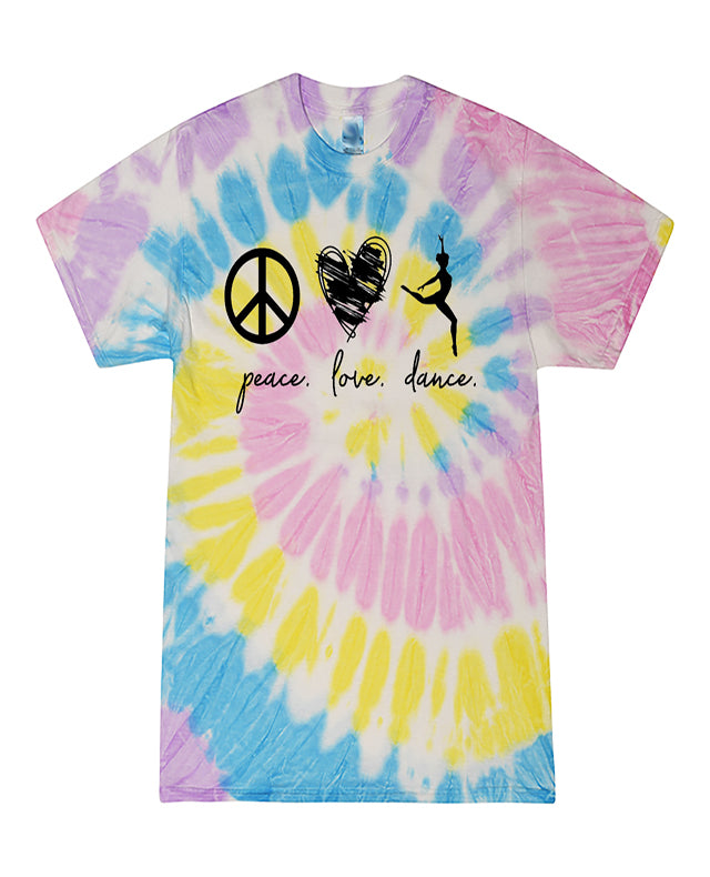 Peace Love Dance Adult Tie Dye T-Shirt
