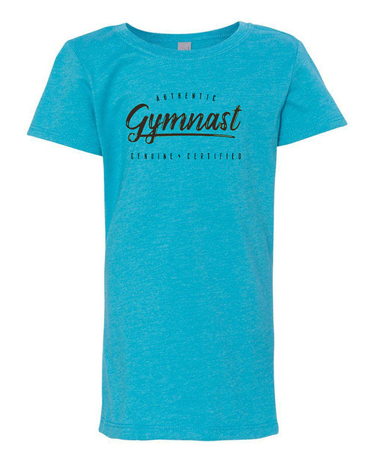 Gymnastics T-Shirt Girls Authentic Gymnast Ocean Blue