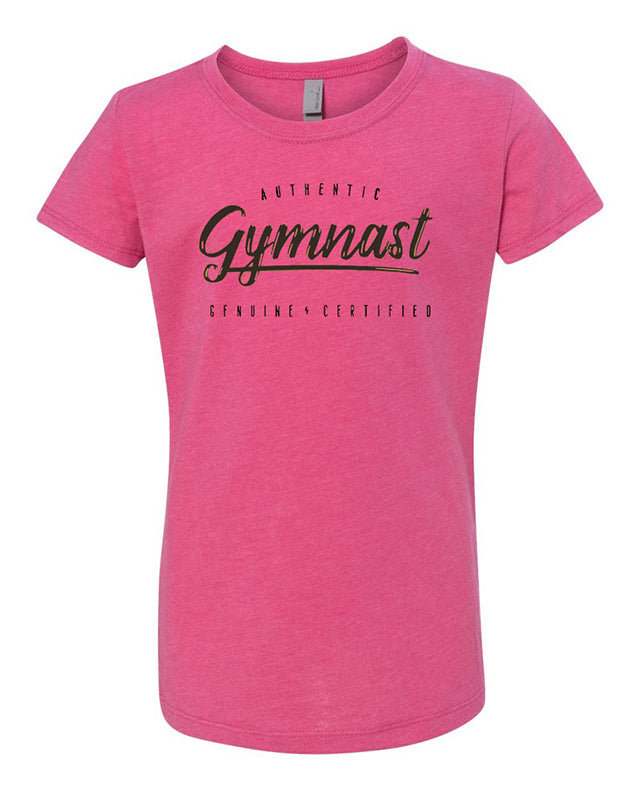 Gymnastics T-Shirt Girls Authentic Gymnast Raspberry
