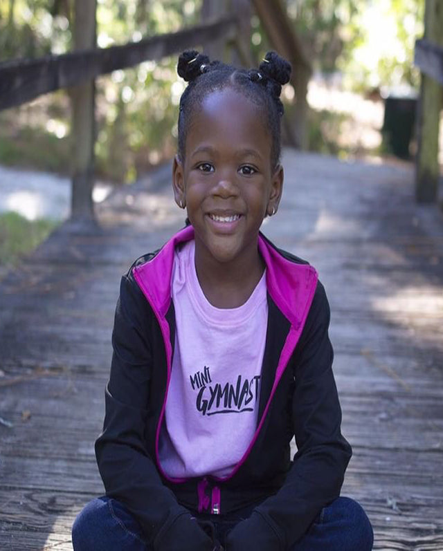 Girl Wearing Mini Gymnast Toddler T-Shirt Pink