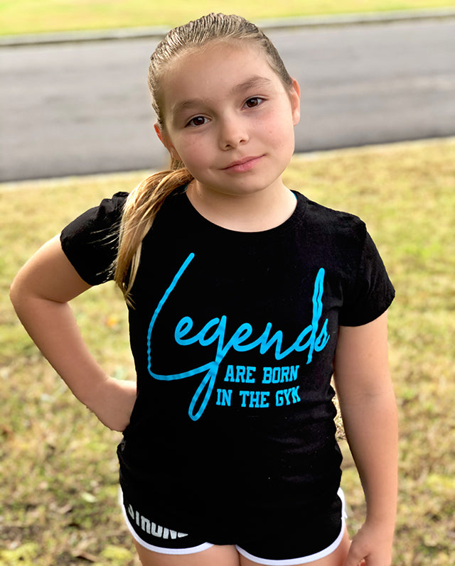 Girl Wearing Legends Are Born In The Gym Girls T-Shirt