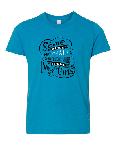 Some Girls Have Chalk In Their Veins Youth Neon T-Shirt Blue