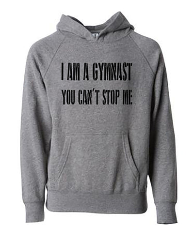 I Am A Gymnast You Can't Stop Me Youth Hoodie Nickel