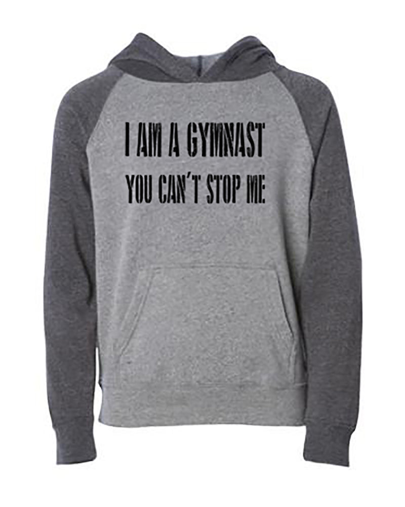 I Am A Gymnast You Can't Stop Me Youth Hoodie Nickel Carbon