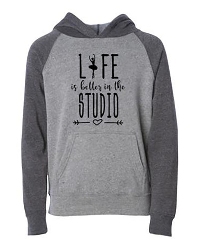 Life is Better In The Studio Youth Hoodie Nickel Carbon