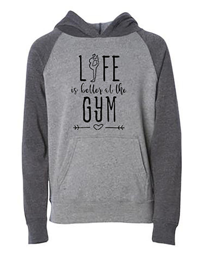 Life Is Better At The Gym Youth Hoodie Nickel Carbon