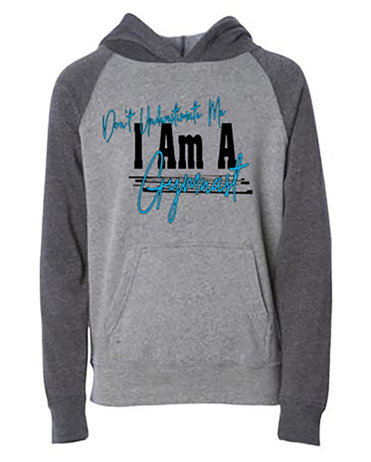 Don't Underestimate Me I Am A Gymnast Youth Hoodie Nickel Carbon