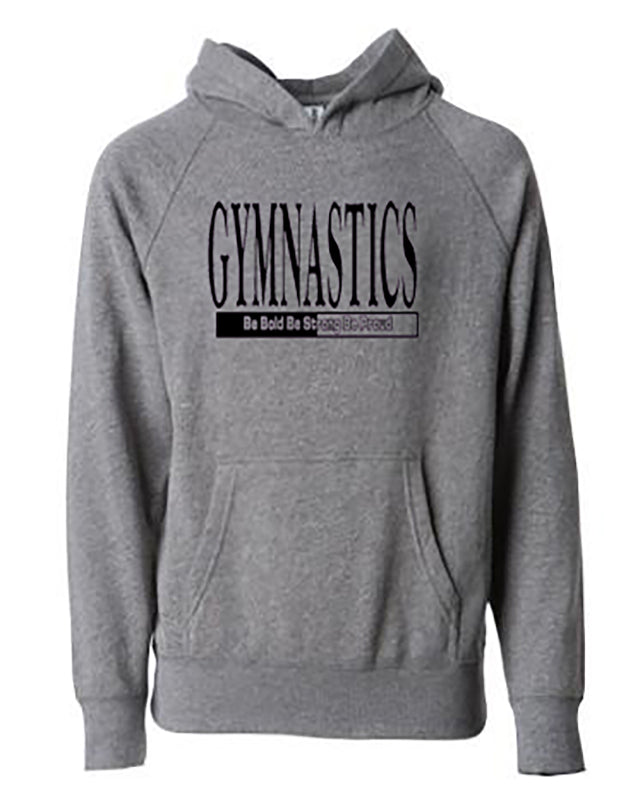 Gymnastics Be Bold Be Strong Be Proud Youth Hoodie Nickel