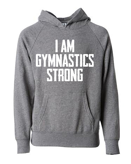 I Am Gymnastics Strong Youth Hoodie Nickel
