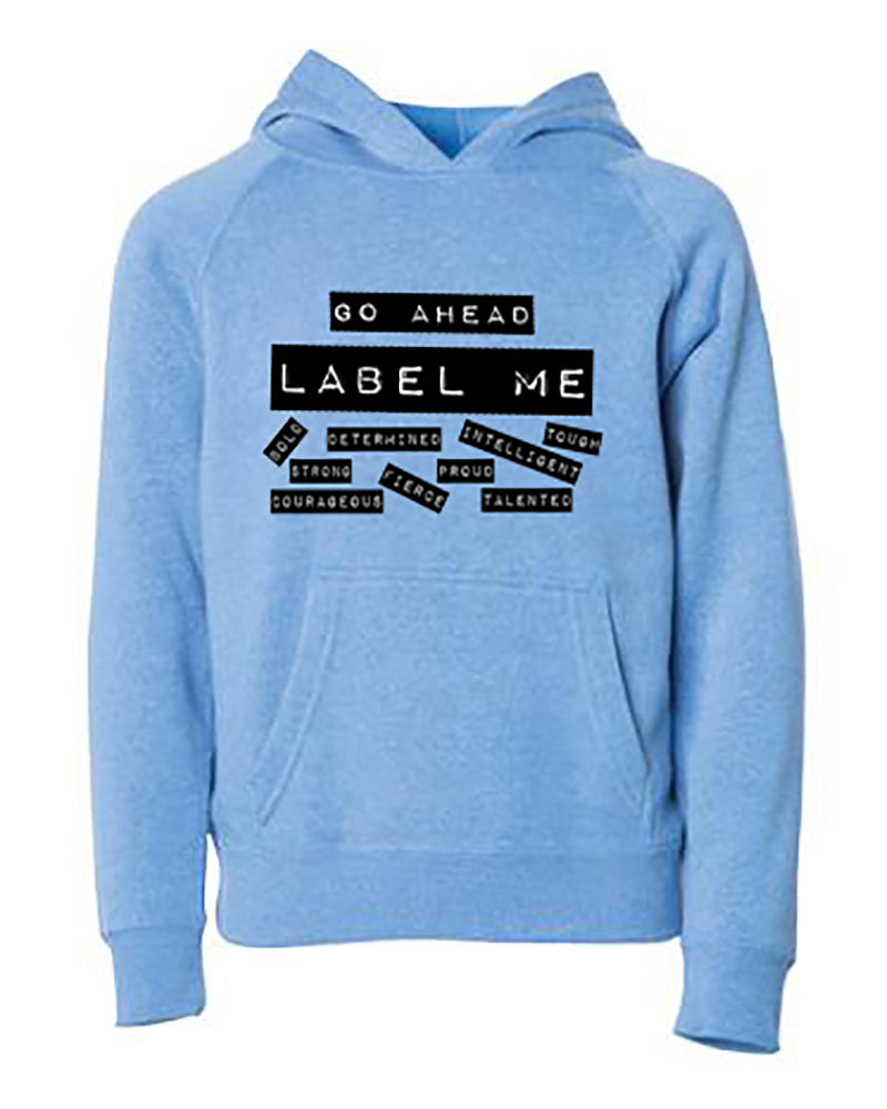 Go Ahead Label Me Youth Hoodie Pacific Heather