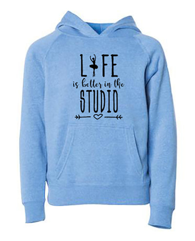 Life is Better In The Studio Youth Hoodie Pacific