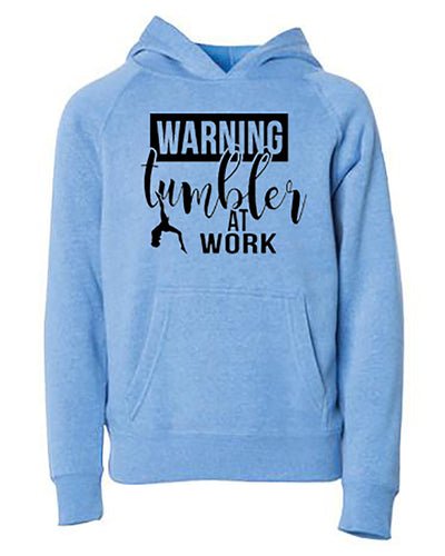 Warning Tumbler At Work Youth Hoodie Pacific