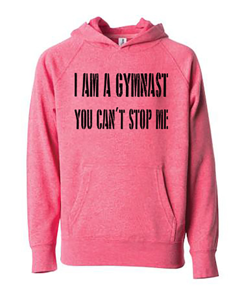 I Am A Gymnast You Can't Stop Me Youth Hoodie Pomegranate