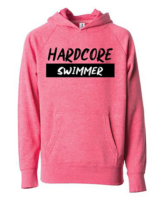Hardcore Swimmer Youth Hoodie Pomegranate