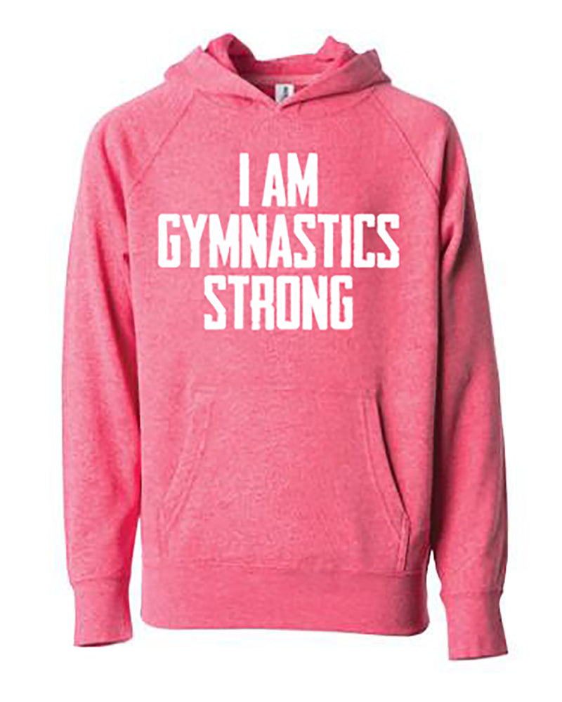 I Am Gymnastics Strong Adult Hoodie Pomegranate