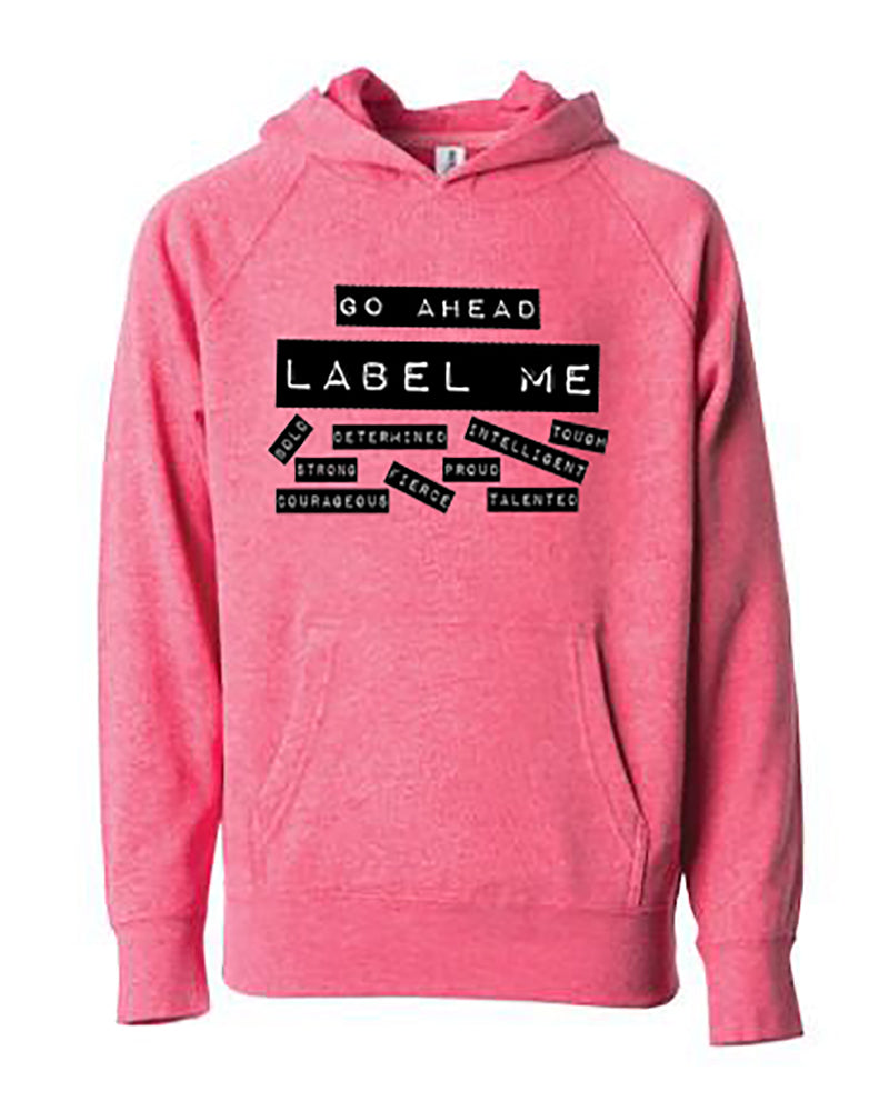 Go Ahead Label Me Youth Hoodie Pomegranate Heather