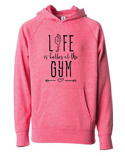 Life Is Better At The Gym Youth Hoodie Pomegranate